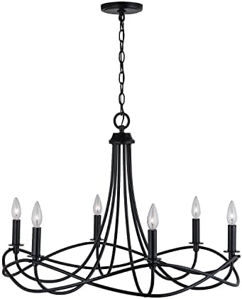 Capital Lighting 431661MB Sonnet Waving Metal Frame Candle Chandelier 6-Light Matte Black