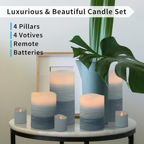 FURORA LIGHTING Blue Ombre Flameless Candles with Remote Timer