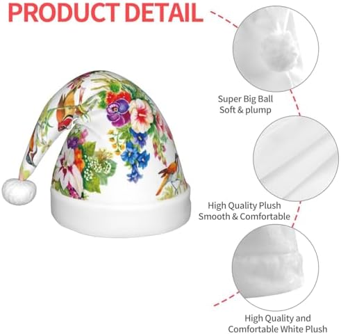 Wild Exotic Birds And Flowers Santa Hat for Kids