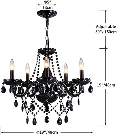 Saint Mossi Modern K9 Crystal Chandelier Black 5 Lights