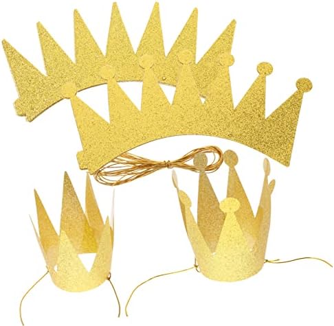 VICASKY 12pcs Glitter Birthday Crowns for Kids Party Decorations and Photo Props