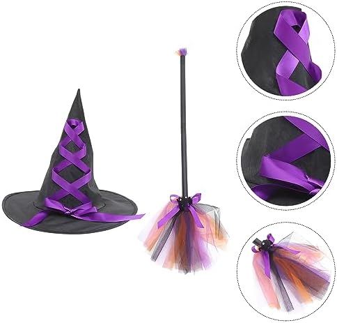 LOGOFUN Halloween Witch Broom Set Purple