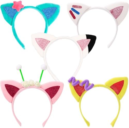 5PCS Cat Ears Headband for Girls Halloween Costume Accessory