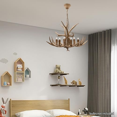 Brown Antler Chandelier LED Pendant Light for Living Room and Dining Area