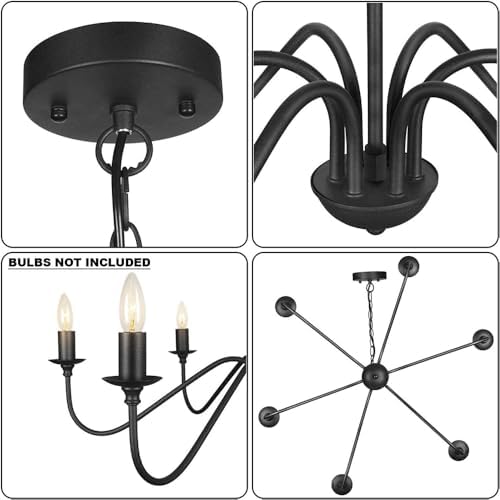Farmhouse Black Pendant Light 6 Lamp Modern Hanging Chandelier