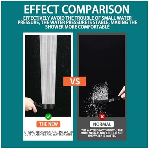 NATTCO 5 Mode High Pressure Showers Head Adjustable Massage Shower Head Black Bracket 1 Inch