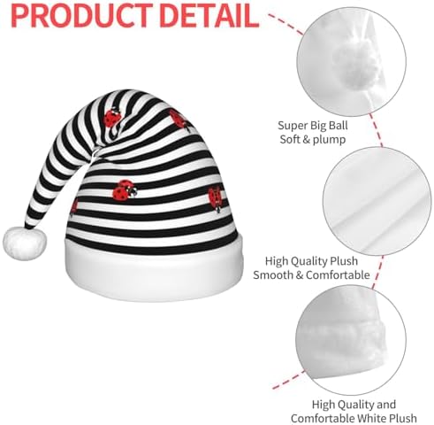 Salelf Ladybugs Santa Hat for Kids Christmas Plush Headwear
