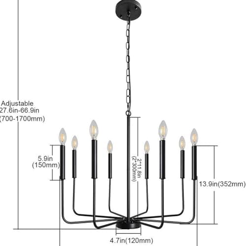 Modern Farmhouse Candle Chandelier with Industrial Design