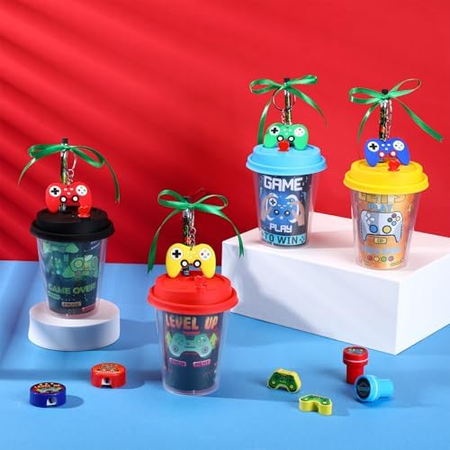 110 Pcs Gamer Party Favor Set with Cups Stickers Keychains and More