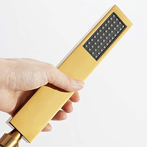UWEREBFM Handheld Shower Head High Pressure Rain Spray Brass Universal Hand Held Showerhead Square for Bathroom