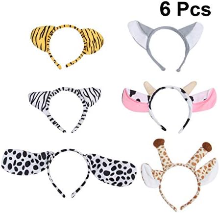 Kichvoe 6pcs Animal Headband Plush Hair Band Set