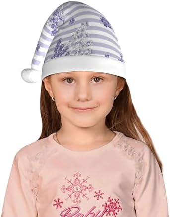 Stripes and Sprigs Lavender Santa Hat for Kids