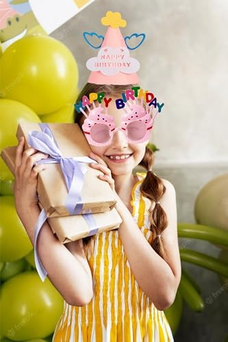 2 PCS Happy Birthday Hats and Sunglasses for Kids Adults