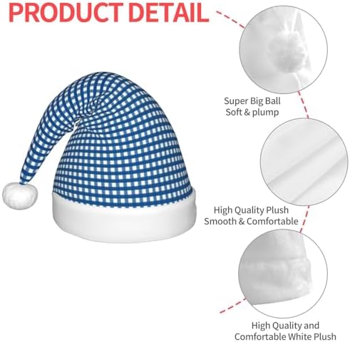 Blue Gingham Santa Hat for Kids Christmas Party