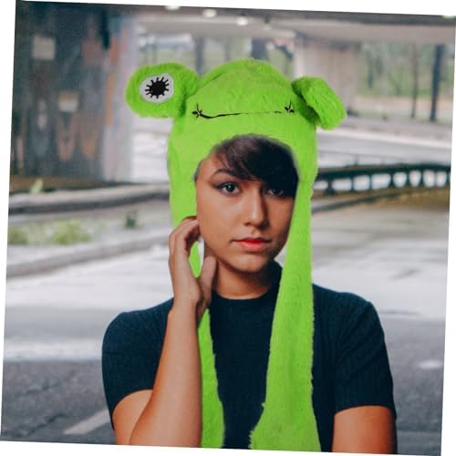 Plush Frog Hat with Moving Ears for Halloween Costumes
