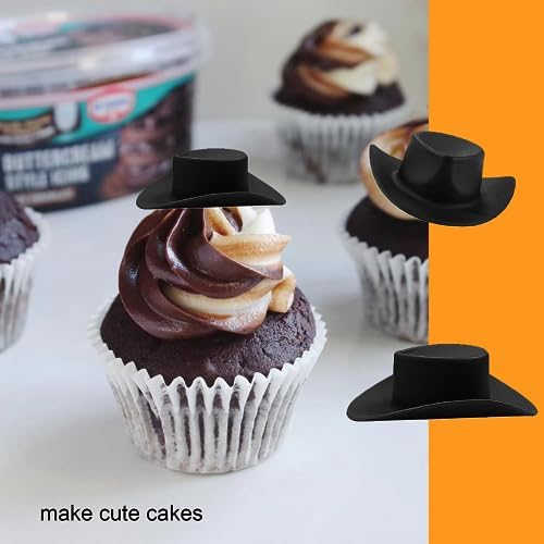 20PCS Mini Black Cowboy Hats for Dollhouse Decor and Party Use