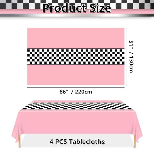 4 Pcs Racing Car Checkered Plastic Tablecloths