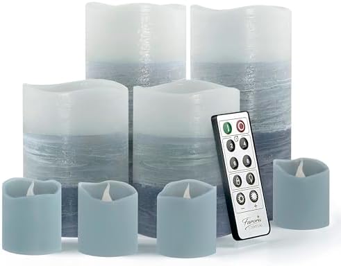 FURORA LIGHTING Blue Ombre Flameless Candles with Remote Timer