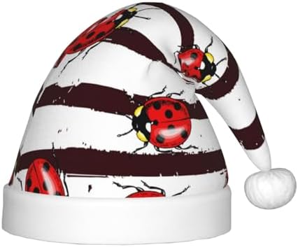 Salelf Ladybugs Santa Hat for Kids Christmas Baby Plush Headwear