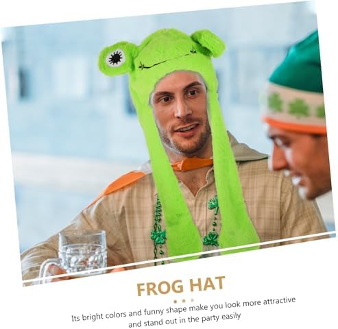 Plush Frog Hat with Moving Ears for Halloween Costumes