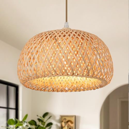 Rattan Chandelier Light Fixture for Bedroom and Dining Room