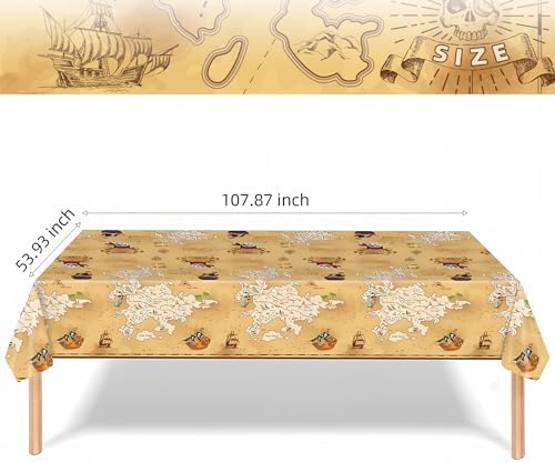 3Pcs Pirate Treasure Map Tablecloth for Kids Party