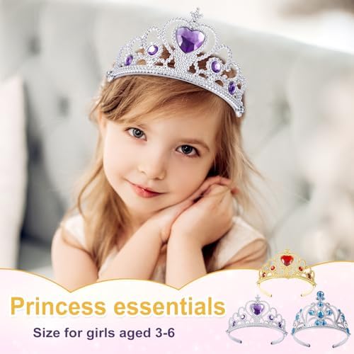 3pcs Birthday Tiara for Little Girls Princess Crown Set