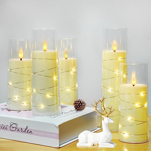Flameless LED Candles with Timer 5 Pack Ivory