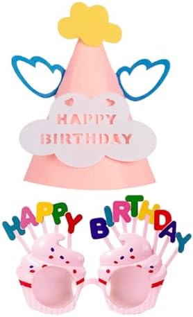 2 PCS Happy Birthday Hats and Sunglasses for Kids Adults