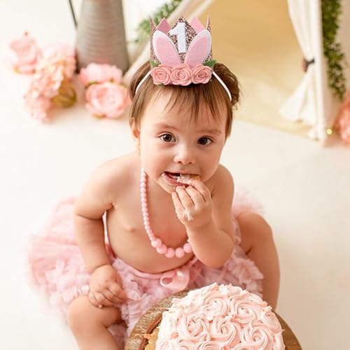Some Bunny 1st Birthday Floral Crown Hat for Girls