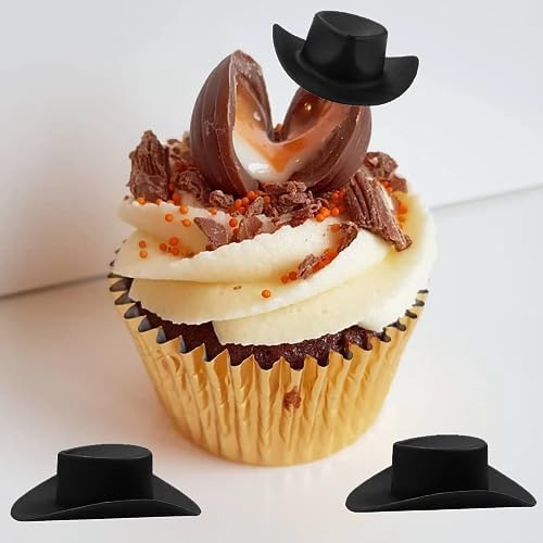 20PCS Mini Black Cowboy Hats for Dollhouse Decor and Party Use