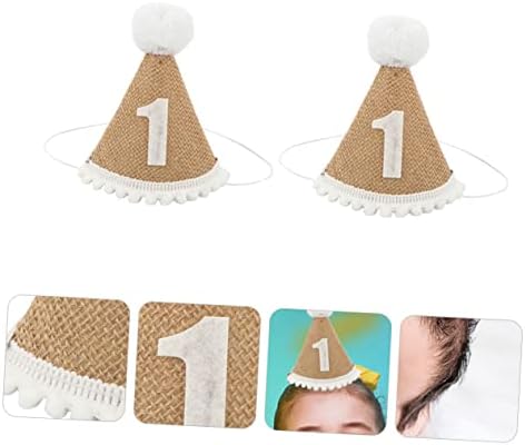 2pcs Linen Birthday Party Hats with Fluffy Design