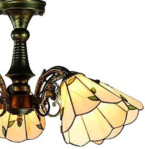 Mediterranean Style Chandeliers 5 Heads Stained Glass Ceiling Light for Living Room Bedroom Bar