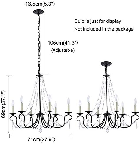 Modern 6 Light Candle Style Chandelier with Crystal Accents Dark Bronze