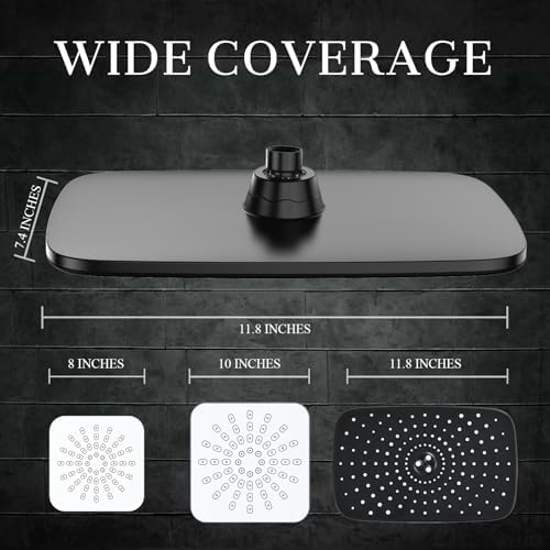 Veken 118 Inch Rain Shower Head Combo with Matte Black Finish