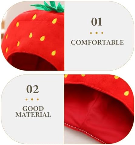 LOGOFUN Plush Strawberry Head Cap Photo Prop for Cosplay Party