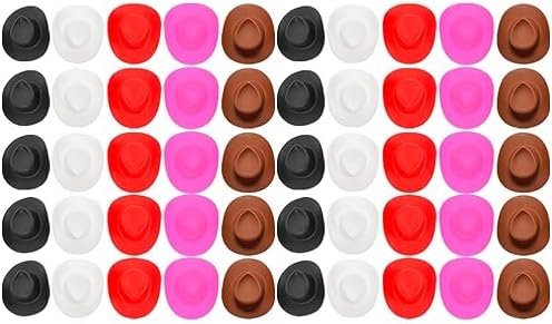 LOGOFUN 50pcs Plastic Mini Cowboy Hats for Crafts