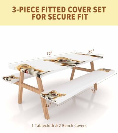 Mishkin Cartoon Dog Picnic Table Covers 3 Pcs Set