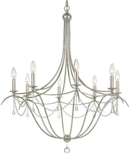 Bailey Street Home 8 Light Beaded Chandelier with Clear Glass Beads in Antique Silver