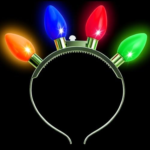 JOYIN LED Flashing Headband with 4 Colorful Lights for Christmas Party Favors