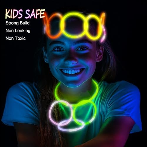 300 Ultra Bright Glow Sticks Party Pack with Bracelets and Necklaces