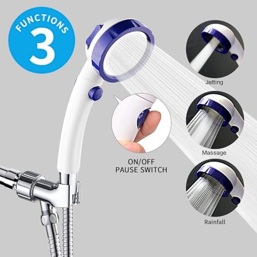 KAIYING High Pressure Handheld Shower Head with ONOFF Pause Switch and 3 Spray Modes