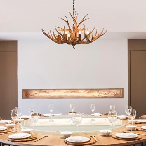 Brown Antler Chandelier LED Pendant Light for Living Room and Dining Area