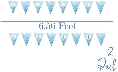 Oojami 1st Birthday Party Tablecloth 3 Pack with Pennant Banners