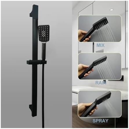 NATTCO Handheld Shower Head with 3 Functions Adjustable Slide Bar Matt Black