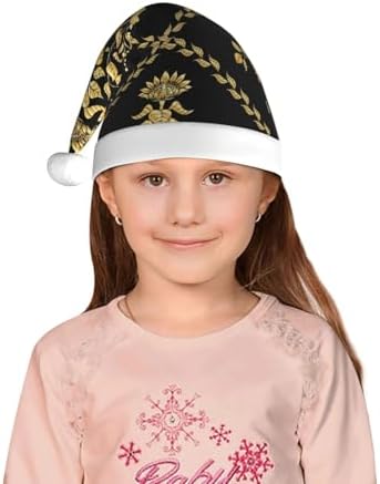 Sunflower In Gold And Black Santa Hat for Kids