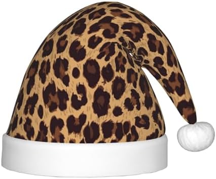Leopard Print Santa Hat for Kids Christmas Party Wear
