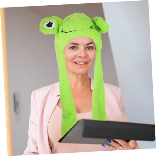 Plush Frog Hat with Moving Ears for Halloween Costumes