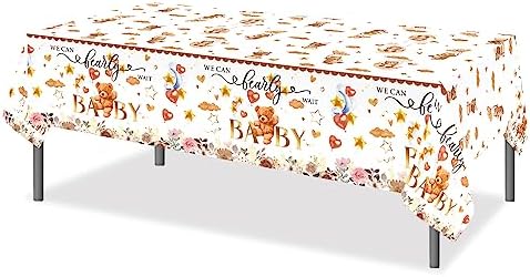 Adirasenotek 3Pcs Bear Baby Shower Tablecovers