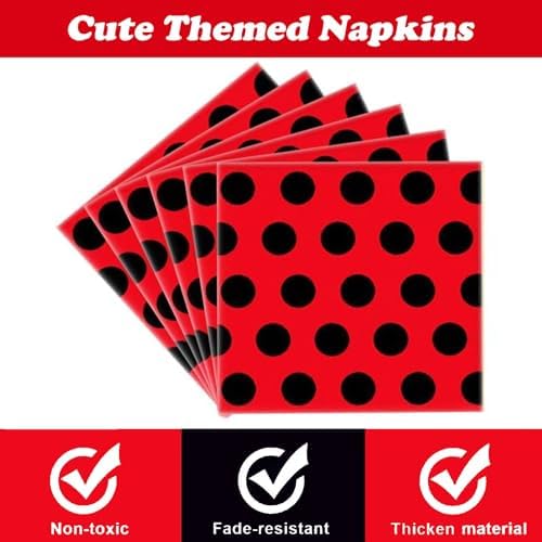 Ladybug Themed 96Pcs Plates Napkins Party Set for 24 Guests